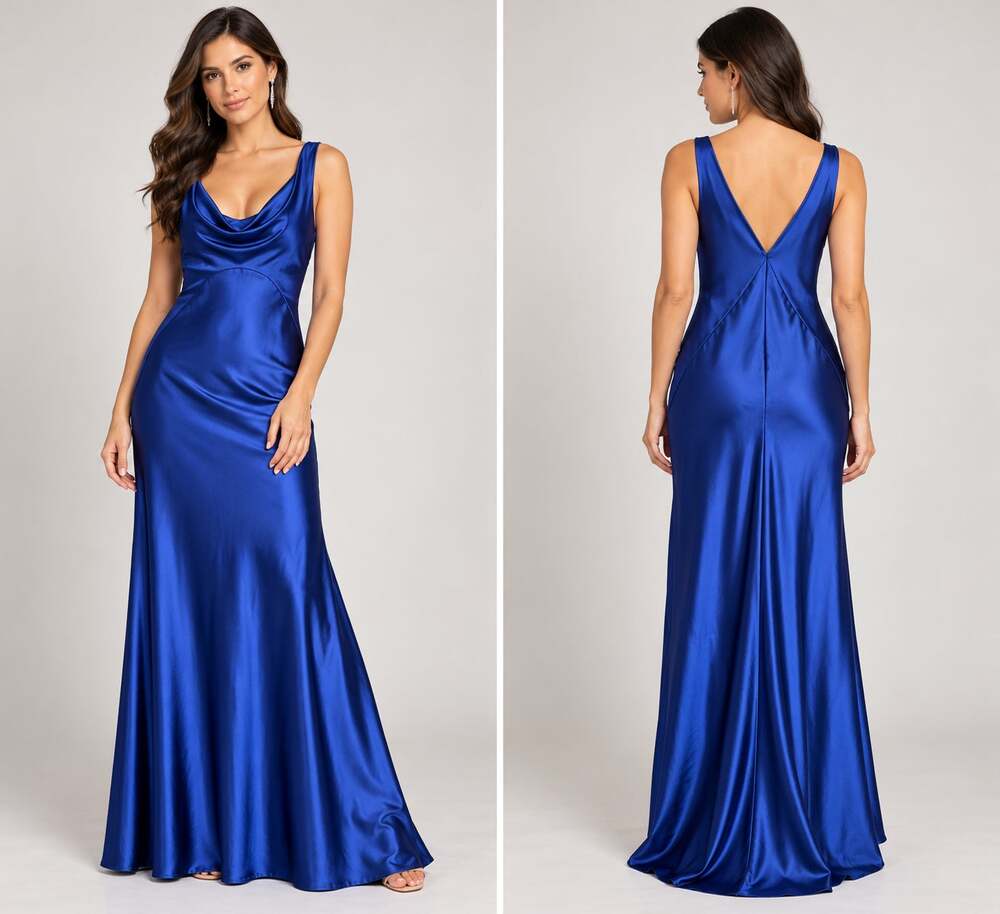 Vince Camuto - Draped Neck Satin Gown